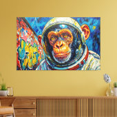 CHIMPANSEE-ASTRONAUT KOMT NAAR HUIS CANVAS AFDRUK (Insitu (Woonkamer))