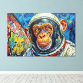 CHIMPANSEE-ASTRONAUT KOMT NAAR HUIS CANVAS AFDRUK (Insitu (Houten vloer))