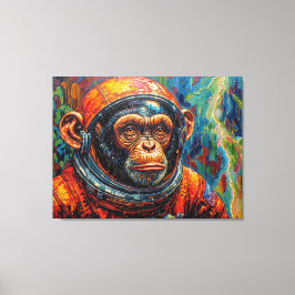 CHIMPANSEE-ASTRONAUT KOMT THUIS-5 CANVAS AFDRUK