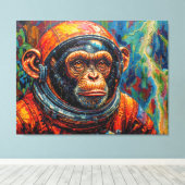 CHIMPANSEE-ASTRONAUT KOMT THUIS-5 CANVAS AFDRUK (Insitu (Houten vloer))