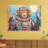 CHIMPANSEE-ASTRONAUT KOMT THUIS-5 CANVAS AFDRUK (Insitu (Woonkamer))