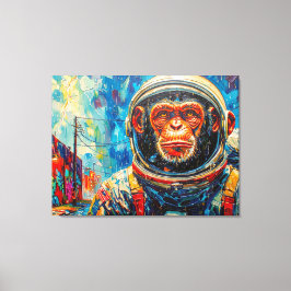 CHIMPANSEE-ASTRONAUT KOMT THUIS-6 CANVAS AFDRUK