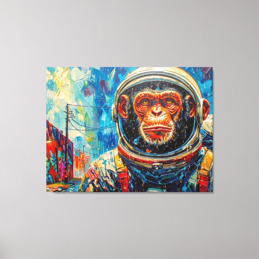 CHIMPANSEE-ASTRONAUT KOMT THUIS-6 CANVAS AFDRUK (Voorkant)