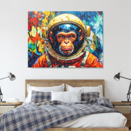 CHIMPANSEE-ASTRONAUT KOMT THUIS-7 CANVAS AFDRUK