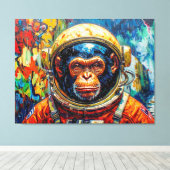 CHIMPANSEE-ASTRONAUT KOMT THUIS-7 CANVAS AFDRUK (Insitu (Houten vloer))