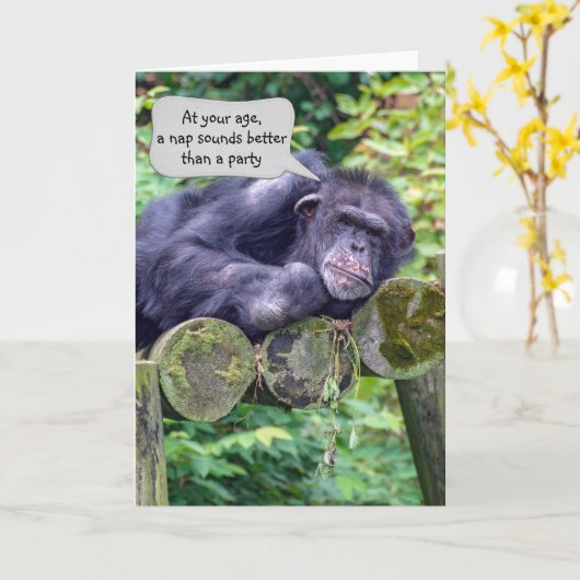Chimpansee Birthday Humor Kaart (Gele Bloem)