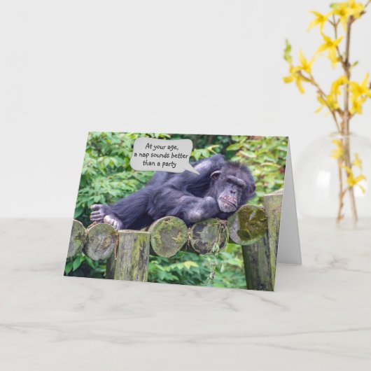 Chimpansee Birthday Humor Kaart (Gele Bloem)