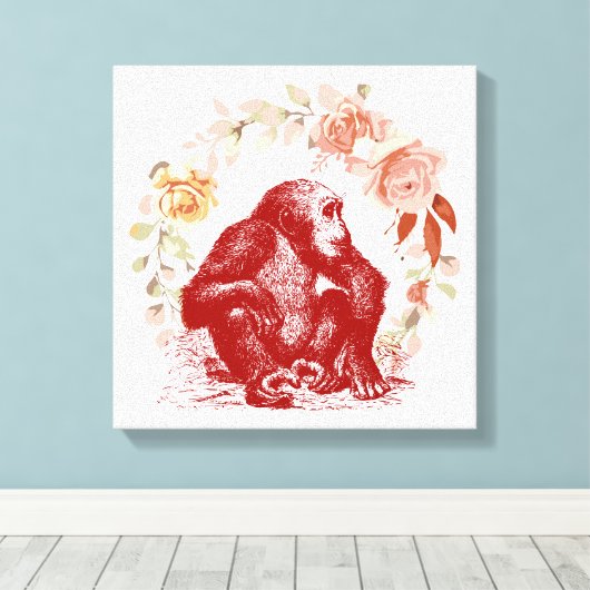 chimpansee canvas afdruk (Insitu (Houten vloer))