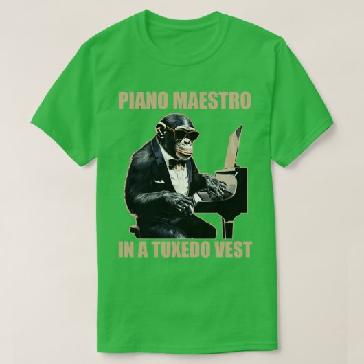 Chimpansee chimp piano maestro in een smoking vest t-shirt (Design voorkant)