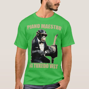 Chimpansee chimp piano maestro in een smoking vest t-shirt