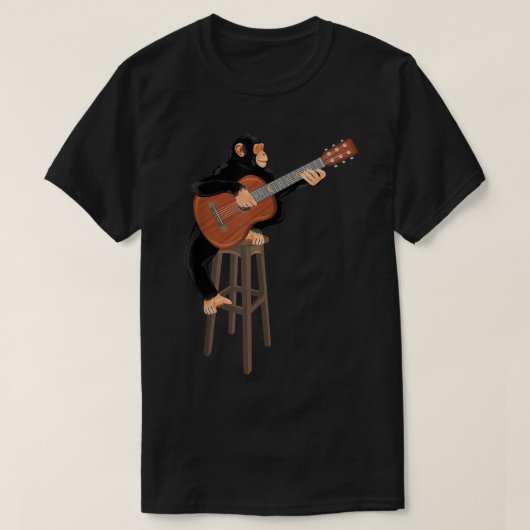 Chimpansee die akoestische gitaar speelt. Funny mo T-shirt (Design voorkant)