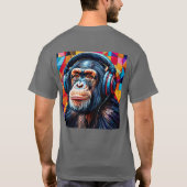 Chimpansee die koptelefoon draagt t-shirt (Achterkant)