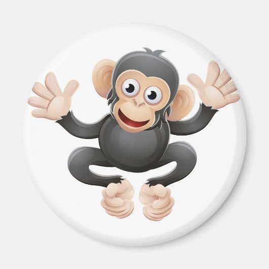 Chimpansee Dier Cartoon Karakter Magneet (Voorkant)