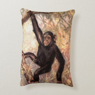 Chimpansee door CE Swan, Vintage wilde jungle dier Accent Kussen