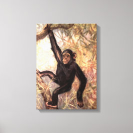 Chimpansee door CE Swan, Vintage Wilde Jungle Dier Canvas Afdruk