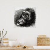 Chimpansee Gedisformeerd en Sulky Poster (Keuken)