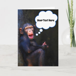Chimpansee grappig gezicht dierentuin wenskaart kaart