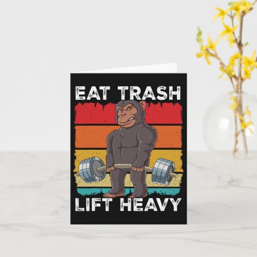 Chimpansee Gym Gewichtstraining Eet Trash Lift Hea Kaart (Gele Bloem)