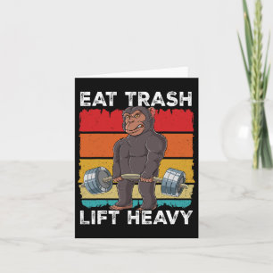 Chimpansee Gym Gewichtstraining Eet Trash Lift Hea Kaart