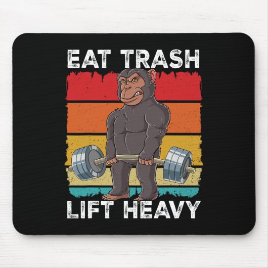 Chimpansee Gym Gewichtstraining Eet Trash Lift Hea Muismat (Voorkant)