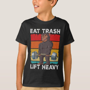 Chimpansee Gym Gewichtstraining Eet Trash Lift Hea T-shirt