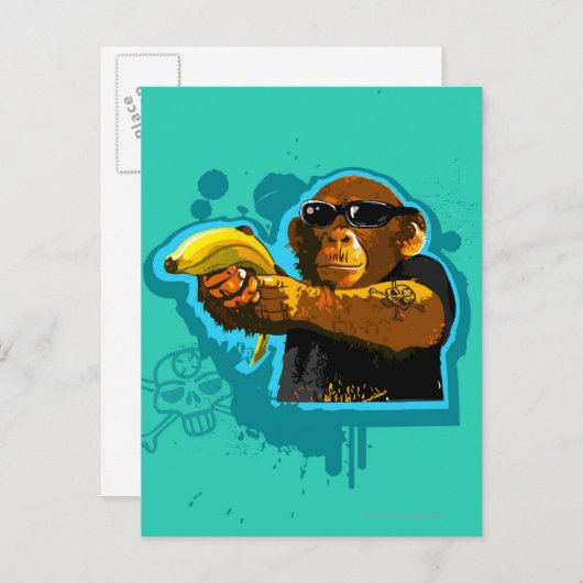 Chimpansee Holding a Banana Briefkaart (Voorkant / Achterkant)