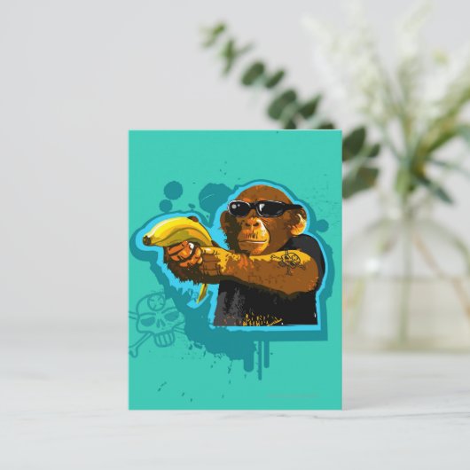 Chimpansee Holding a Banana Briefkaart (Staand voorkant)