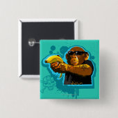 Chimpansee Holding a Banana Vierkante Button 5,1 Cm (Voorkant /achterkant)