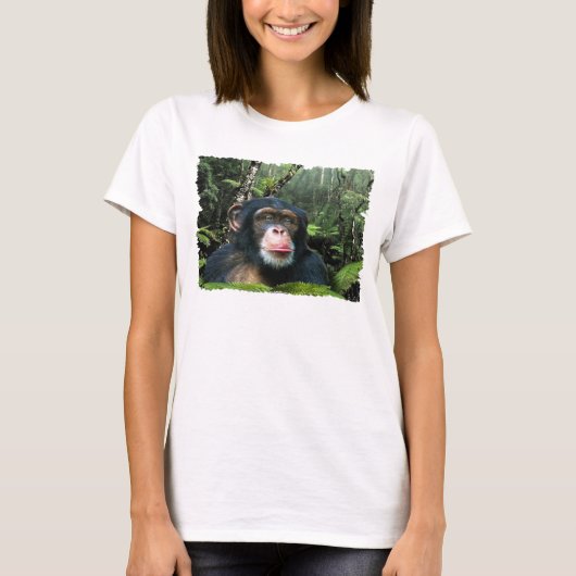 CHIMPANSEE II Wildlife Art & Poem T-shirt (Voorkant)
