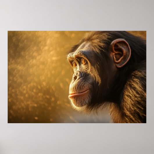 Chimpansee in de natuur poster (Voorkant)