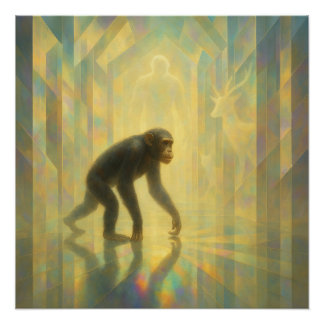 Chimpansee in de Prism Light Hal – GeoWild Art Perfect Poster