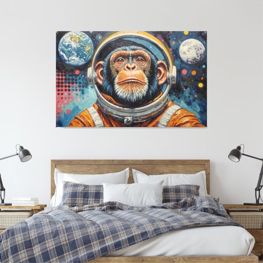 CHIMPANSEE IN DE RUIMTE-15 CANVAS AFDRUK (Insitu (Slaapkamer))