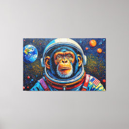 CHIMPANSEE IN DE RUIMTE-2 CANVAS AFDRUK