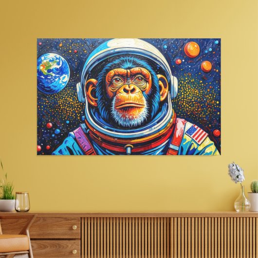 CHIMPANSEE IN DE RUIMTE-2 CANVAS AFDRUK (Insitu (Woonkamer))