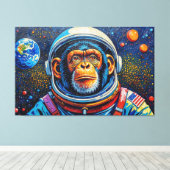CHIMPANSEE IN DE RUIMTE-2 CANVAS AFDRUK (Insitu (Houten vloer))
