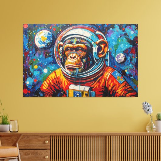 CHIMPANSEE IN DE RUIMTE-3 CANVAS AFDRUK (Insitu (Woonkamer))