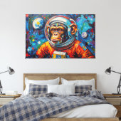 CHIMPANSEE IN DE RUIMTE-3 CANVAS AFDRUK (Insitu (Slaapkamer))