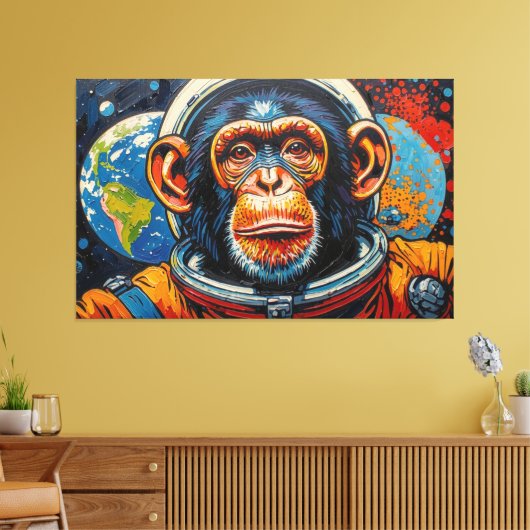 CHIMPANSEE IN DE RUIMTE-6 CANVAS AFDRUK (Insitu (Woonkamer))