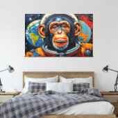 CHIMPANSEE IN DE RUIMTE-6 CANVAS AFDRUK (Insitu (Slaapkamer))