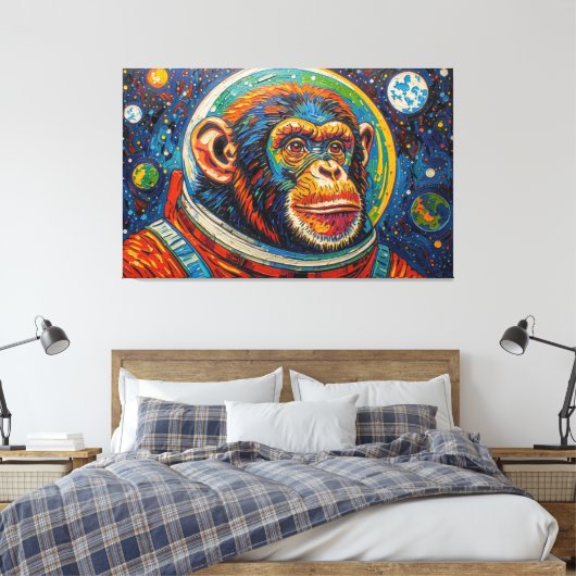CHIMPANSEE IN DE RUIMTE-9 CANVAS AFDRUK (Insitu (Slaapkamer))