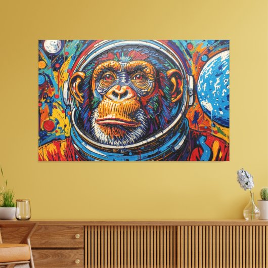 CHIMPANSEE IN DE RUIMTE CANVAS AFDRUK (Insitu (Woonkamer))