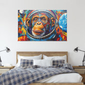 CHIMPANSEE IN DE RUIMTE CANVAS AFDRUK (Insitu (Slaapkamer))