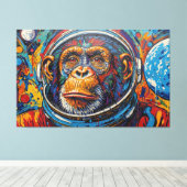 CHIMPANSEE IN DE RUIMTE CANVAS AFDRUK (Insitu (Houten vloer))