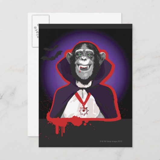 Chimpansee in Dracula Costume Briefkaart (Voorkant / Achterkant)