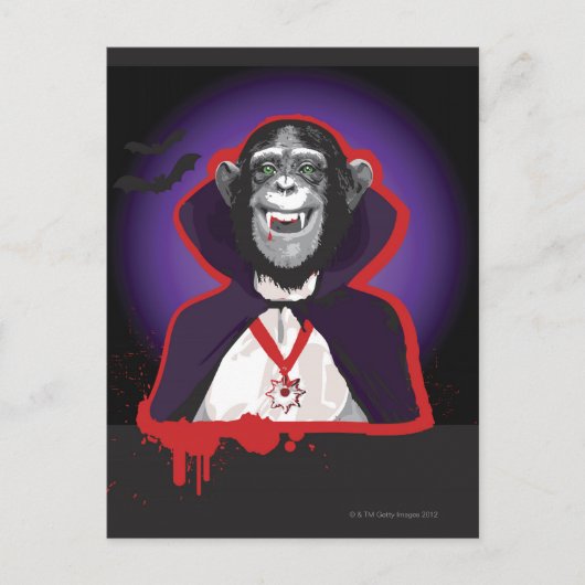 Chimpansee in Dracula Costume Briefkaart (Voorkant)