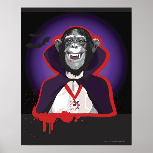 Chimpansee in Dracula Costume Poster (Voorkant)