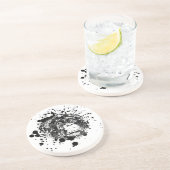 Chimpansee in Zwarte Splash Zandsteen Onderzetter (Zijkant)