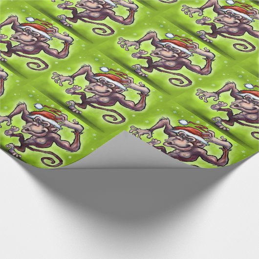 Chimpansee Kerstmis Cadeaupapier (Hoek)