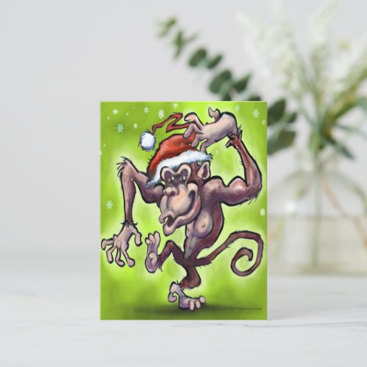 Chimpansee Kerstmis Feestdagenkaart (Staand voorkant)