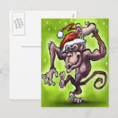 Chimpansee Kerstmis Feestdagenkaart (Voorkant / Achterkant)